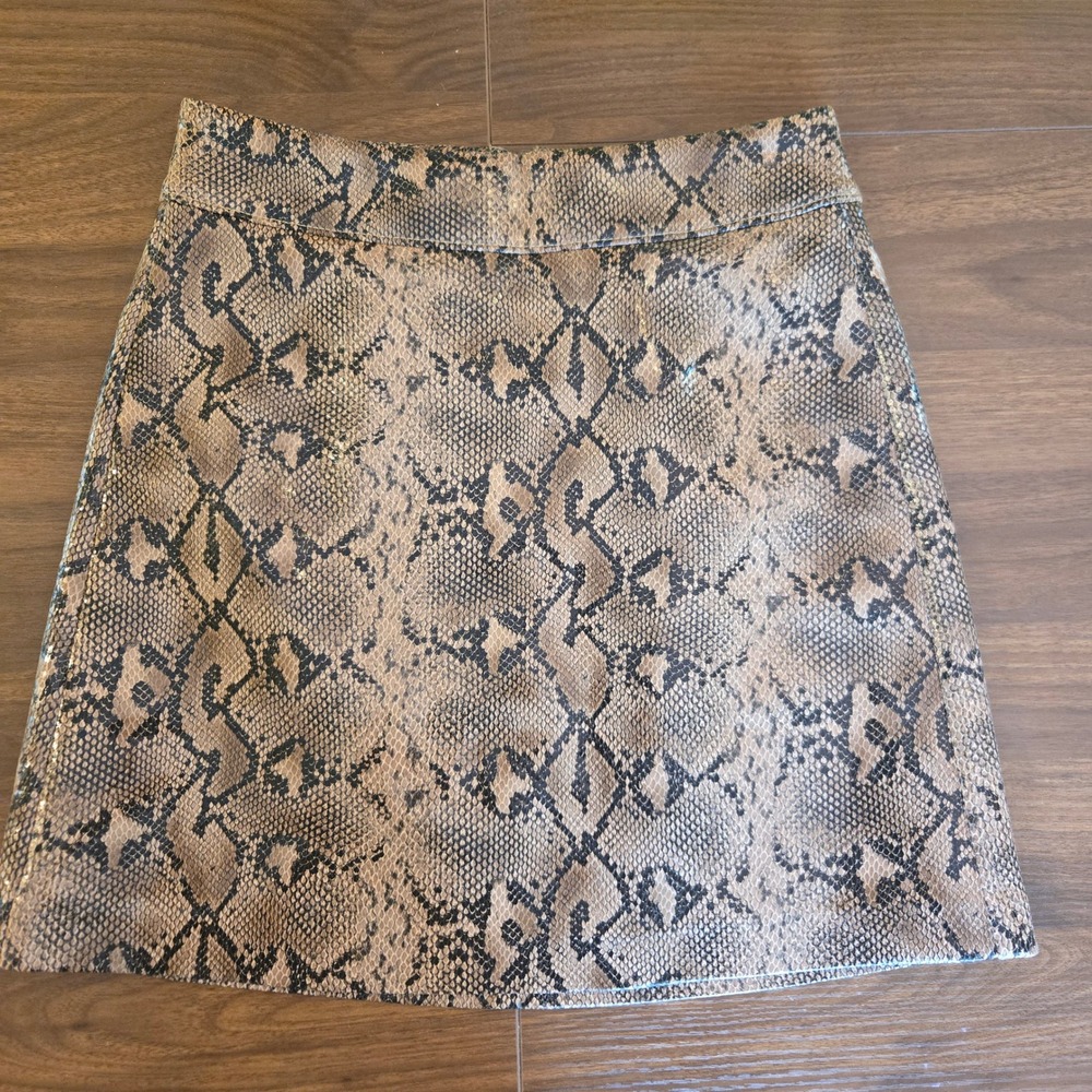 BLANKNYC Faux Leather Snakeskin Mini Skirt Brown Black Snake Print 24 86S00367NO
